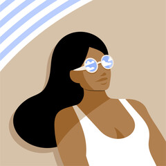 Girl on the beach looking the sky