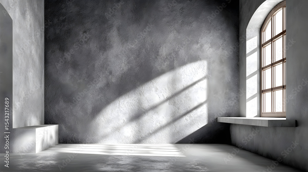 Aufkleber minimalist wall interior background with white and grey tones, studio setting for product display an