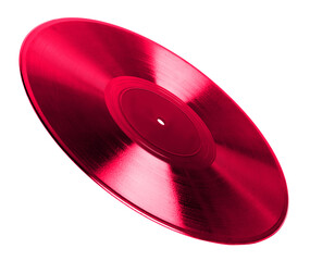 One color vinyl record on white background