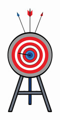 Archery Target with Three Arrows Line Art Drawing white
