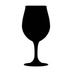 Silhouette of a classic red wine glass against a white background