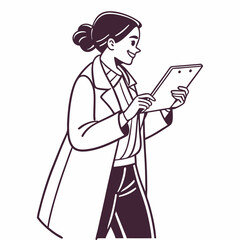 Happy businesswoman walking while reviewing documents on clipboard