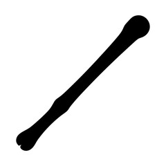 A simplified, stylized black silhouette of a long bone against a white background