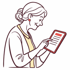Senior woman using tablet digital technology elderly person online