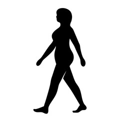 Silhouette of a woman walking with confidence and elegance in black