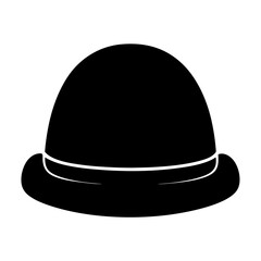 Simple black bowler hat illustration with a sleek and elegant silhouette