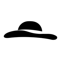 Black and white silhouette of a wide brimmed hat, perfect for summer