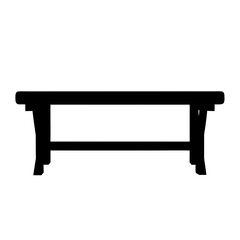 Silhouette of a simple, rectangular wooden table with a lower support