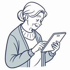 Senior woman using tablet digital device technology elderly person online communication