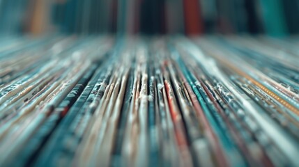 A vibrant collection of vinyl records showcases various album covers, demonstrating a unique blend of art and nostalgia that appeals to music lovers and collectors alike.