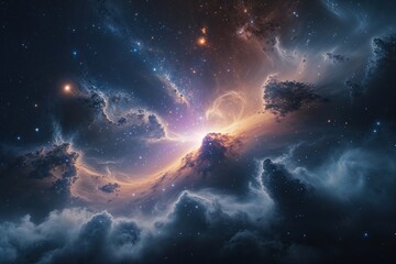 Obraz premium Vibrant Nebula Cloud Enveloping Cosmic Landscapes Stunning Supernova Wallpaper