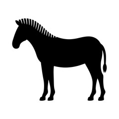 Striking Zebra Silhouette on White Background, Showcasing Wildlife and Elegant Design