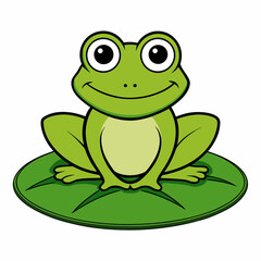 Frog on Lily Pad vector illustration on white background