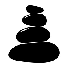 Silhouette of a Stone Cairn Representing Balance, Tranquility, and Meditation