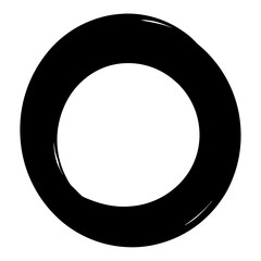 Black abstract circle with rough edges, minimalist artistic vector illustration