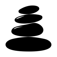 Simple illustration of balanced zen stones stack in black color on white