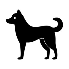 Silhouette of a black dog standing on white background isolated vector