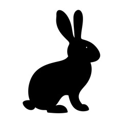 Simple black silhouette illustration of a rabbit, symbol of spring season