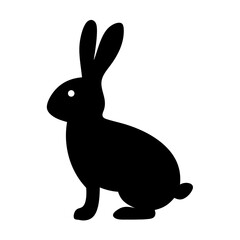 Silhouette of a black rabbit or hare against a white background image