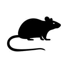 Black silhouette of a rodent, possibly a rat or a mouse, isolated