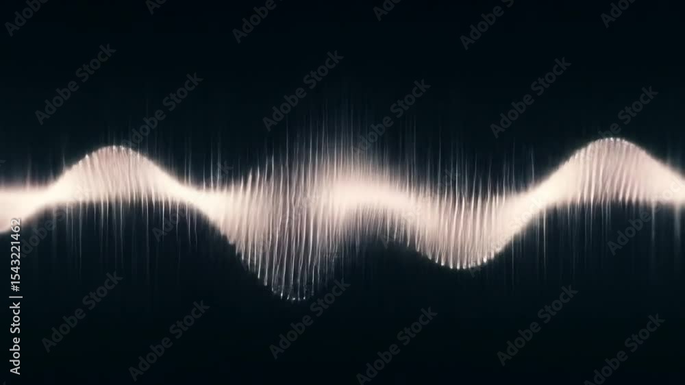 Poster visualizing audio sound waves on dark background in slow motion