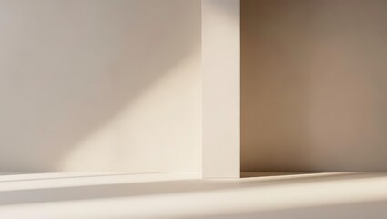 Empty white room interior with blank walls and bright light, perfect for art exhibition or modern home design