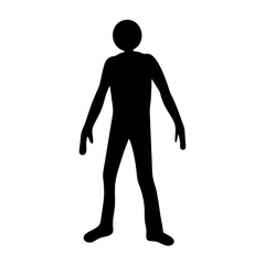 Full body silhouette of a human figure standing straight with open arms