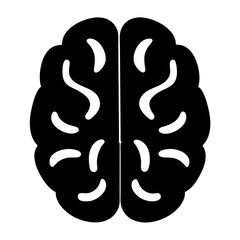 Black and white brain vector illustration representing intelligence and thinking process