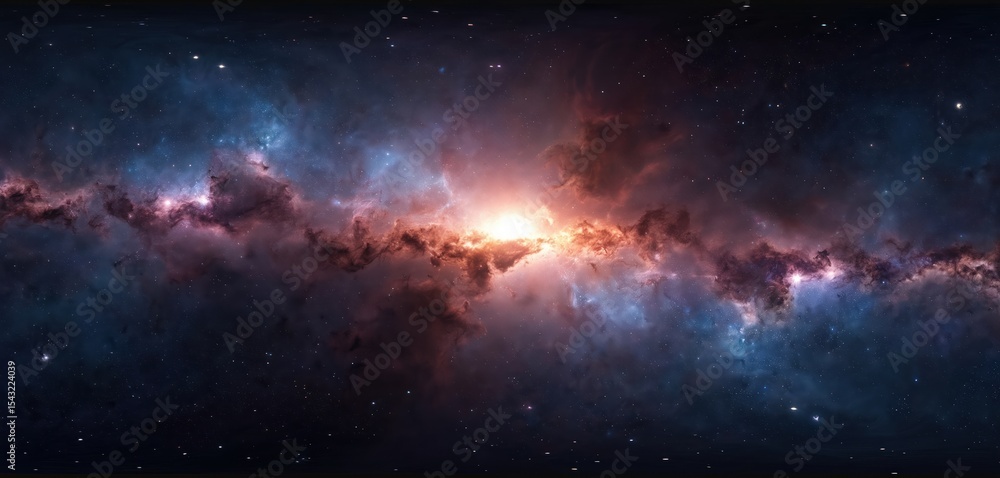 Aufkleber 360-degree space nebula panorama equirectangular projection. hdri spherical background with nebulae 