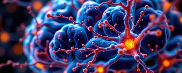 close up of brain neurons firing in sync with gotu kola compounds, vibrant glowing synaptic connections.