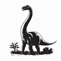 Silhouette Brachiosaurus dinosaur on white background Vector Image isolated on white background. © Istianah