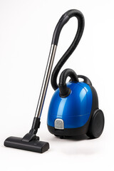 Blue vacuum cleaner isolated on white background