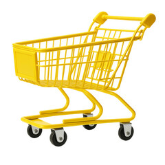 Yellow shopping cart isolated on white background