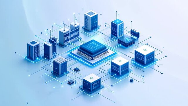 Abstract Blue Network Technology Illustration