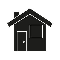 House With Chimney Solid Icon. Residential Building, Home Ownership, And Real Estate Silhouette Symbol. Architecture And Housing Concept. Isolated Vector Illustration