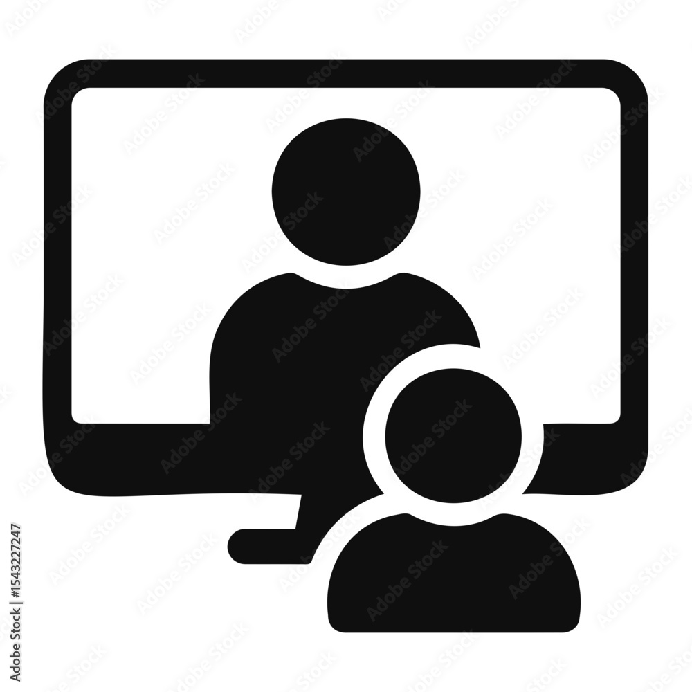 Poster iconic representation of online meeting with two people displayed on a computer screen icon art on t