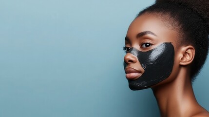 A serene woman with a black facial mask reflects self-care and tranquility, emphasizing the importance of personal wellness and relaxation in modern skincare routines.