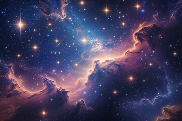 Obraz premium Breathtaking Cosmic Landscapes Featuring Twinkling Stars and Colorful Nebulae