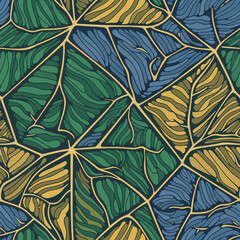Vibrant Abstract Leaf Pattern Vector - Seamless Nature Design