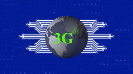 Global 3g network coverage concept with circuit board and earth illustration