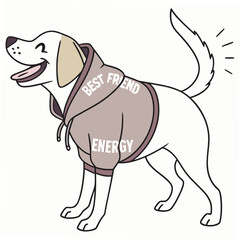 Happy labrador retriever dog wearing hoodie best friend energy
