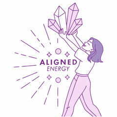 Woman holding crystals aligned energy healing
