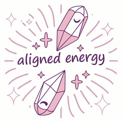 Aligned energy crystals spiritual wellness illustration