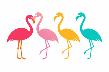 set of Flamingo silhouette vector illustration
