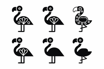 set of Flamingo icon silhouette vector illustration