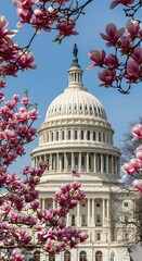 Spring Blooms Frame the US Capitol Building in Washington D.C.
