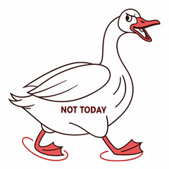 Angry goose illustration not today transparent background