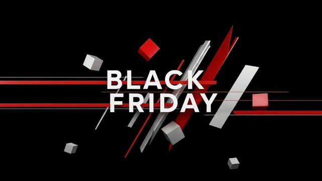 Dynamic Black Friday Sale Announcement with Geometric Shapes and Modern Design