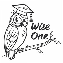 Wise owl graduate cartoon illustration transparent background