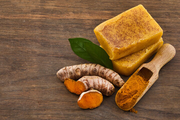 Turmeric Soap and Spice on wood